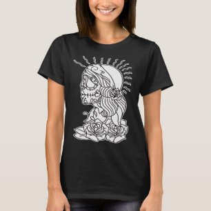 Camiseta Dia Da Coloração Do Açúcar Crânio Morto V3 Cigarro