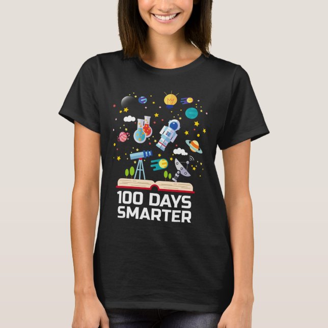Camiseta Dia Da Escola 100 Dias Mais Inteligentes Espaço De (Frente)