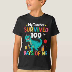 Camiseta Dia Da Escola Meu Professor Sobreviveu A 100 Dias
