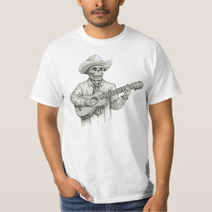 Camiseta Dia da guitarra de jogo de esqueleto inoperante
