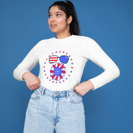 Camiseta Dia da Independência 4 de julho Vermelho Azul Bran