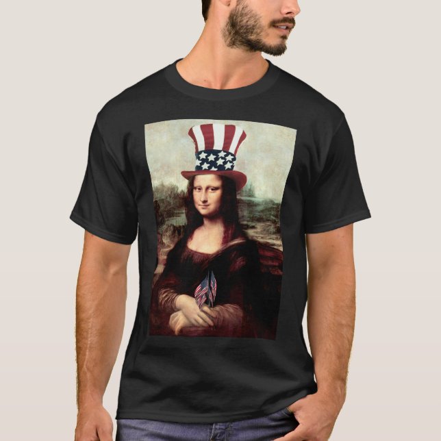 Camiseta Dia da Independência de Mona Lisa USA (Frente)
