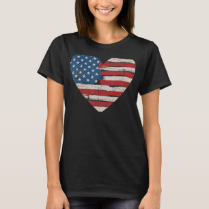 Camiseta Dia da Independência do Coração da Bandeira Americ