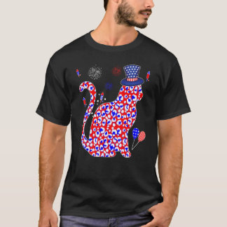 Camiseta Dia da Independência do Gato,  Bandeira dos EUA Le