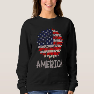 Camiseta Dia da Independência do Girassol  EUA Bandeira Ame