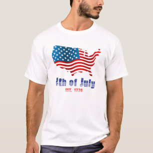 Camiseta Dia da Independência em 4 de julho Tio Sam Hat Ame