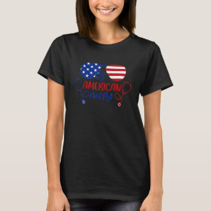 Camiseta Dia da Independência Feliz da Enfermeira Americana
