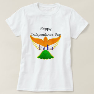 Camiseta Dia da Independência feliz India (bandeira na art