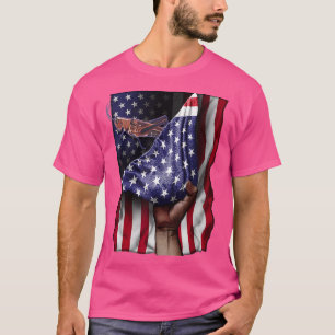 Camiseta Dia da Independência Gafanhoto de Bandeira dos EUA