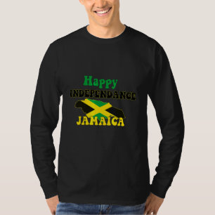 Camiseta Dia da Independência Jamaicana Mapa e Bandeira da