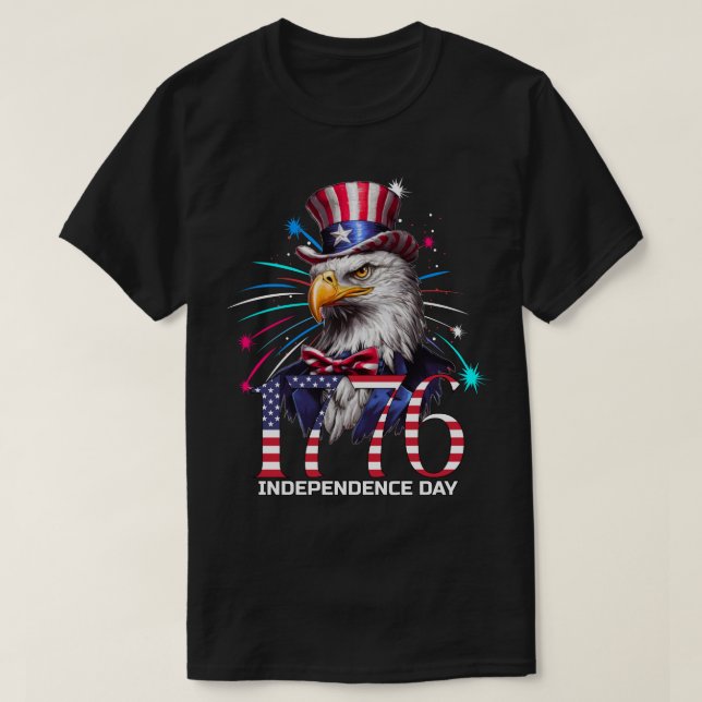Camiseta Dia da Independência Patriótica Fogos de Artifício (Frente do Design)