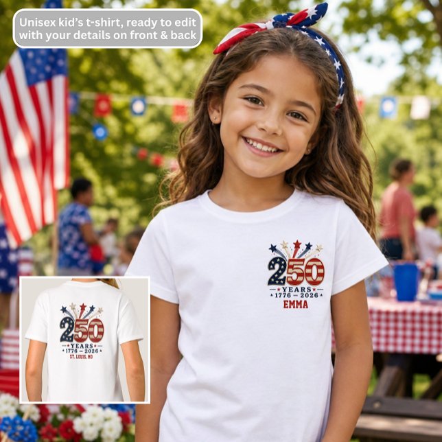 Camiseta Dia da Independência Semiquincentenário 1776-2026  (Criador carregado)