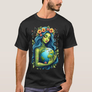 Camiseta Dia da Mãe Verde Gaia Salva Nossa Mulher Planeta