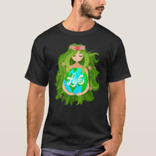 Camiseta Dia da Mãe Verde Gaia Salva Nossa Mulher Planeta