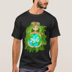 Camiseta Dia da Mãe Verde Gaia Salva Nossa Mulher Planeta