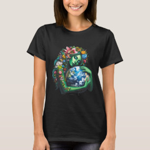 Camiseta Dia da Mãe Verde Gaia Salva Nossa Mulher Planeta