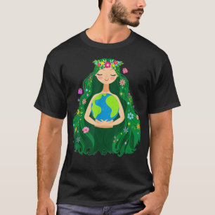 Camiseta Dia da Mãe Verde Salve Nosso Planeta Para Meninas