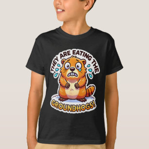 Camiseta Dia da Marmota Eles Estão Comendo as Marmotas Engr