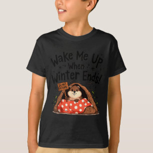 Camiseta Dia da Marmota Engraçado Marmota Me Acorda Quando 