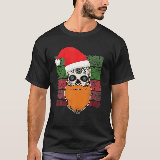 Camiseta Dia da Morte do Caveira Natal Santa Hat Ginger B (Frente)