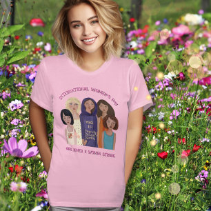 Camiseta Dia da Mulher   Rosa de potência feminino