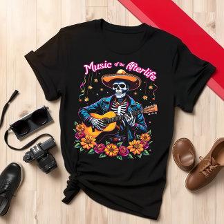 Camiseta Dia da Música de Violão Morta do Pós-Vida
