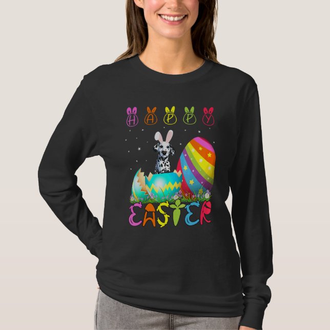 Camiseta Dia da páscoa Cachorro Dalmático Correspondente à  (Frente)