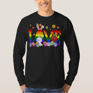 Camiseta Dia da Páscoa de amor Lgbt Pride Flower Hunting Eg