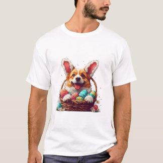 Camiseta Dia da Páscoa de Coelhinhos Corgi