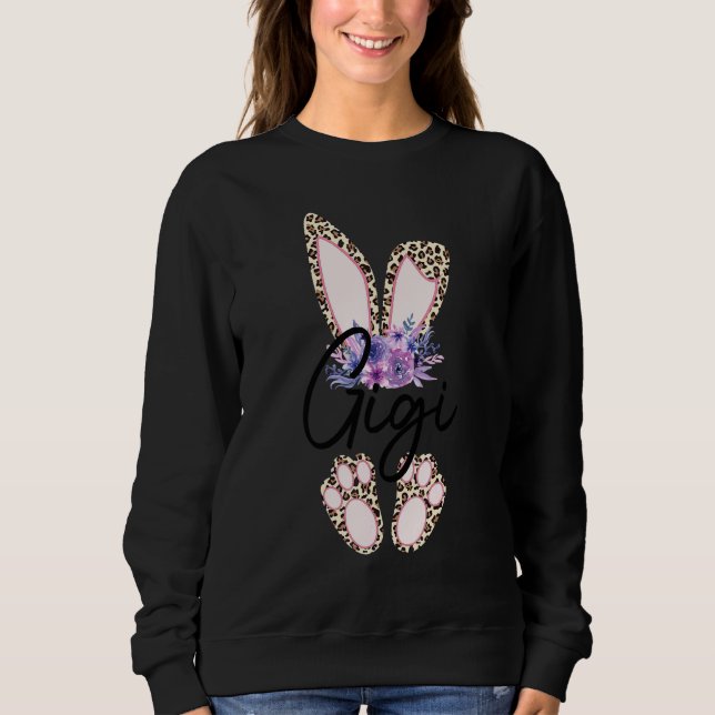 Camiseta Dia da Páscoa Gigi Páscoa Leopard Bunny Gigi (Frente)
