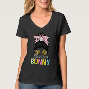 Camiseta Dia da Páscoa legal Avó Bunny Leopard Mensagem Bun