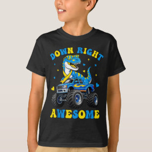Camiseta Dia da Síndrome de Down Down Right Awesome Dino Wo