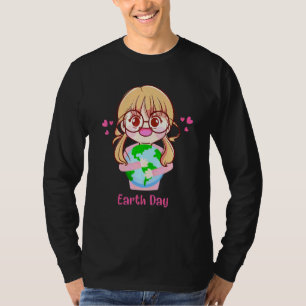 Camiseta Dia da Terra 2022 Menina Feliz Que Ama Nosso Avião
