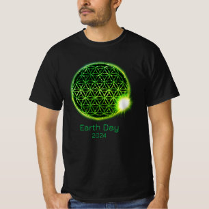 Camiseta Dia da Terra 2024 Flor Verde Espumante da Vida