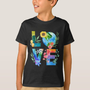 Camiseta Dia da Terra Amor Floral Dia da Terra Todos os Dia