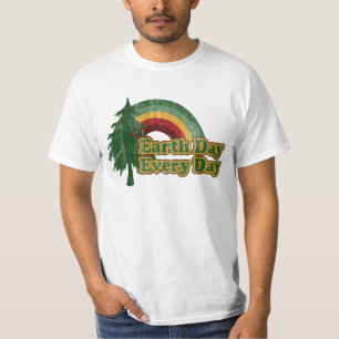 Camiseta Dia da Terra cada dia, arco-íris retro