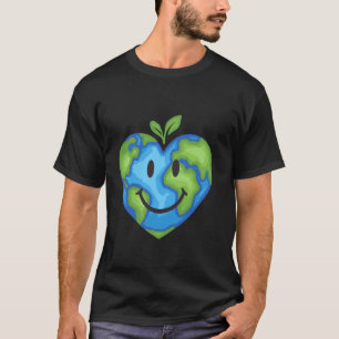 Camiseta Dia da Terra Coração Feliz Sorriso Amante do Plane