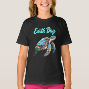 Camiseta Dia da Terra da Tartaruga do Mar Salve a Terra