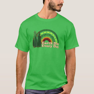 Camiseta Dia da Terra Design de Árvore do Arco-Íris