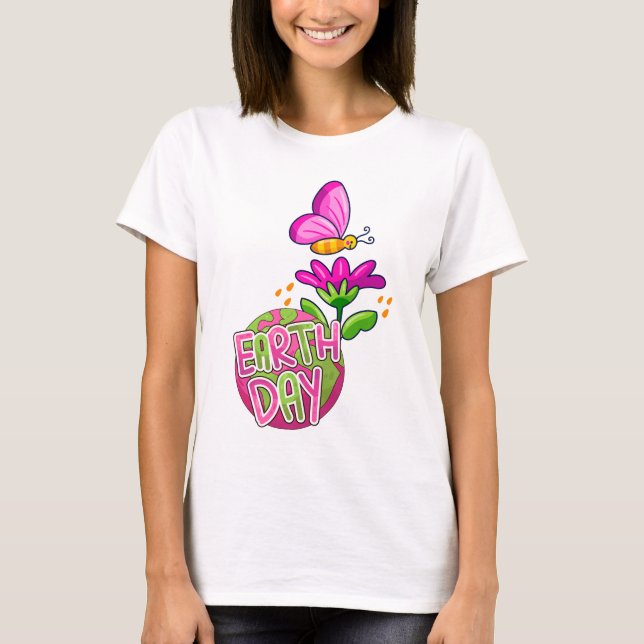 CAMISETA DIA DA TERRA DESIGN PARA MULHERES & MENINAS (Frente)