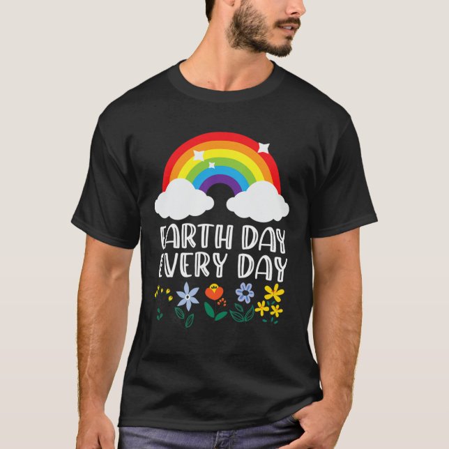 Camiseta Dia da Terra Dia do Arco-Íris Flor Dia da Terra Sa (Frente)
