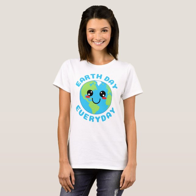 Camiseta Dia da Terra Kawaii, Cujo Canto é Todos os Dias (Frente Completa)