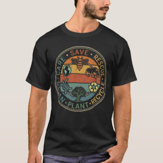 Camiseta Dia da Terra Reciclar Resgatar Animais Salvar Abel