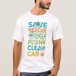 Camiseta Dia da Terra Salvar Resgatar Reciclar Planta Limpa