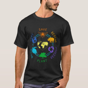 Camiseta Dia da Terra Salvar Resgatar Reciclar Planta Limpa