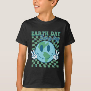 Camiseta Dia da Terra Sorria Diariamente Face Planeta Hippi