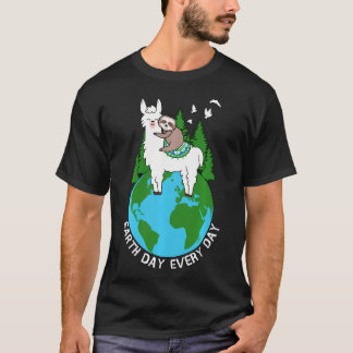 Camiseta Dia da Terra Todos os Dias Llama Preguiça Legal Di