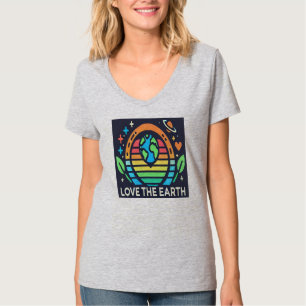 Camiseta Dia da Terra, V-Neck, Amor Terra Sustentável