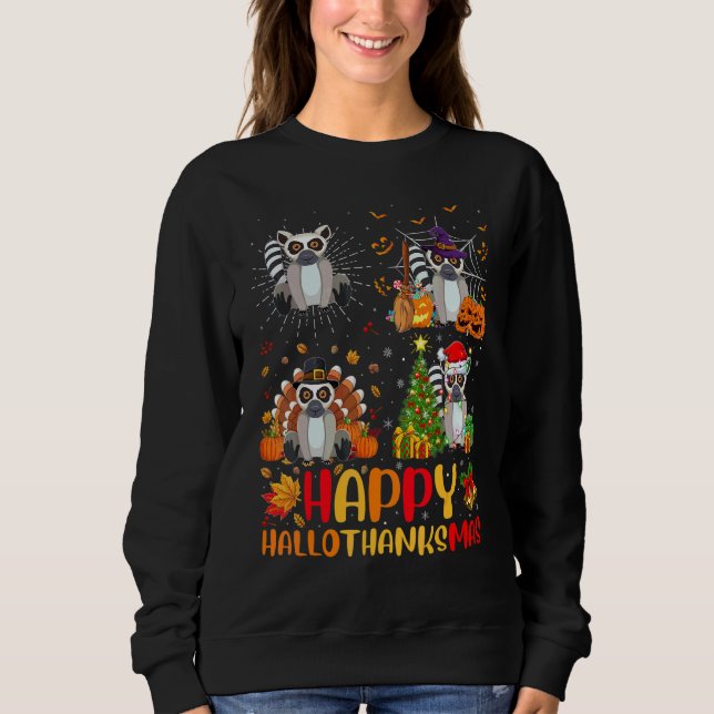 Camiseta Dia das Bruxas Ação de Graças Natal Lêmure Dia das (Frente)