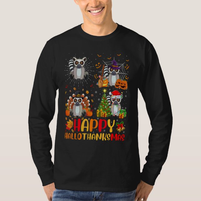Camiseta Dia das Bruxas Ação de Graças Natal Lêmure Dia das (Frente)